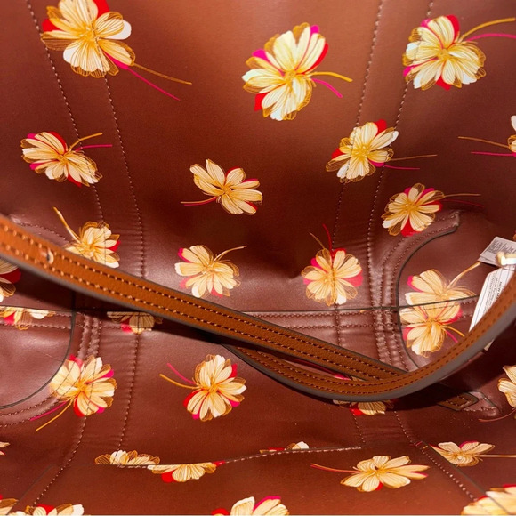 DRAPER JAMES Elle Convertible Tote Bag Brown Flower Charm - Picture 11 of 13